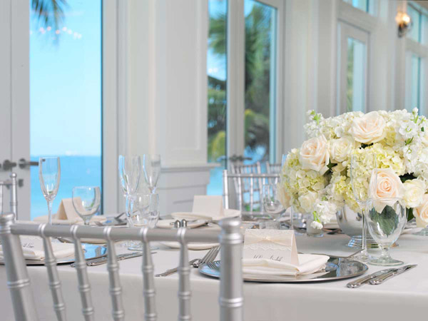 Wedding table with an ocean view.