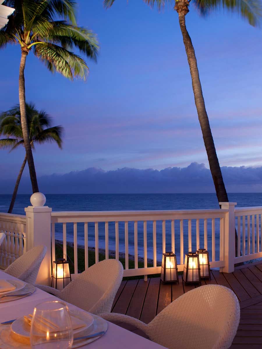 Veranda dining at dusk.