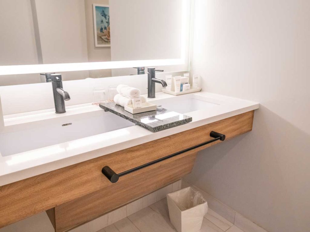 Spacious bathroom vanity.