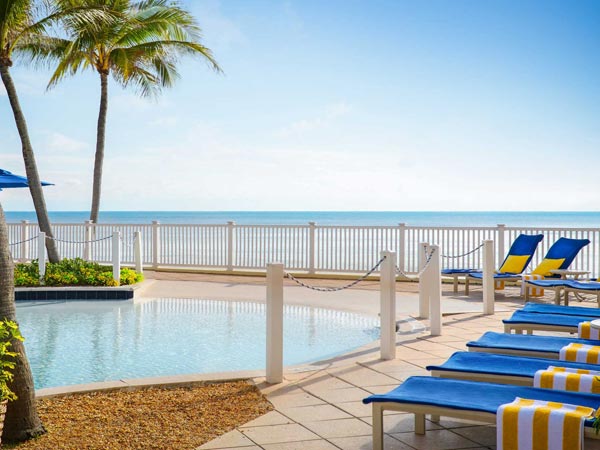 Pool with palm trees.