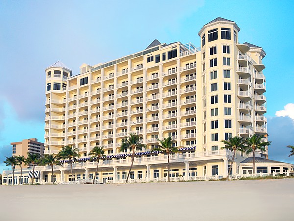 Pelican Grand Beach Resort beachfront hotel exterior in Fort Lauderdale.